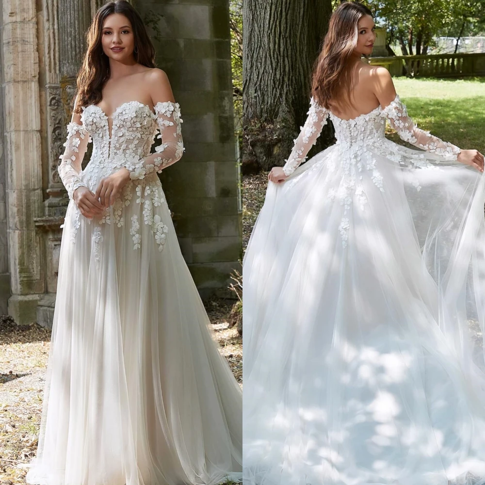 Robes de soirée en tulle drapées au sol, style moderne exquis, hors de l'initiative, robe de Rh, appliques, longueur au sol