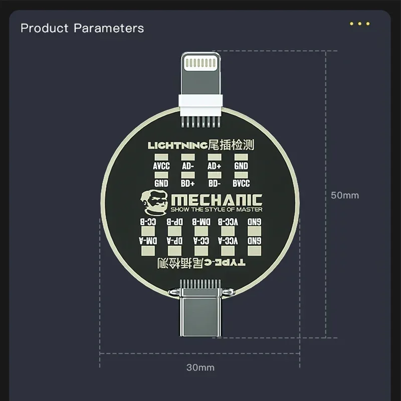 MECHANIC T810 Mobile Phone Tail Plug Test Board Suitable for IPHONE Android Lightning TYPE-C Non-charging Fault Detection tools