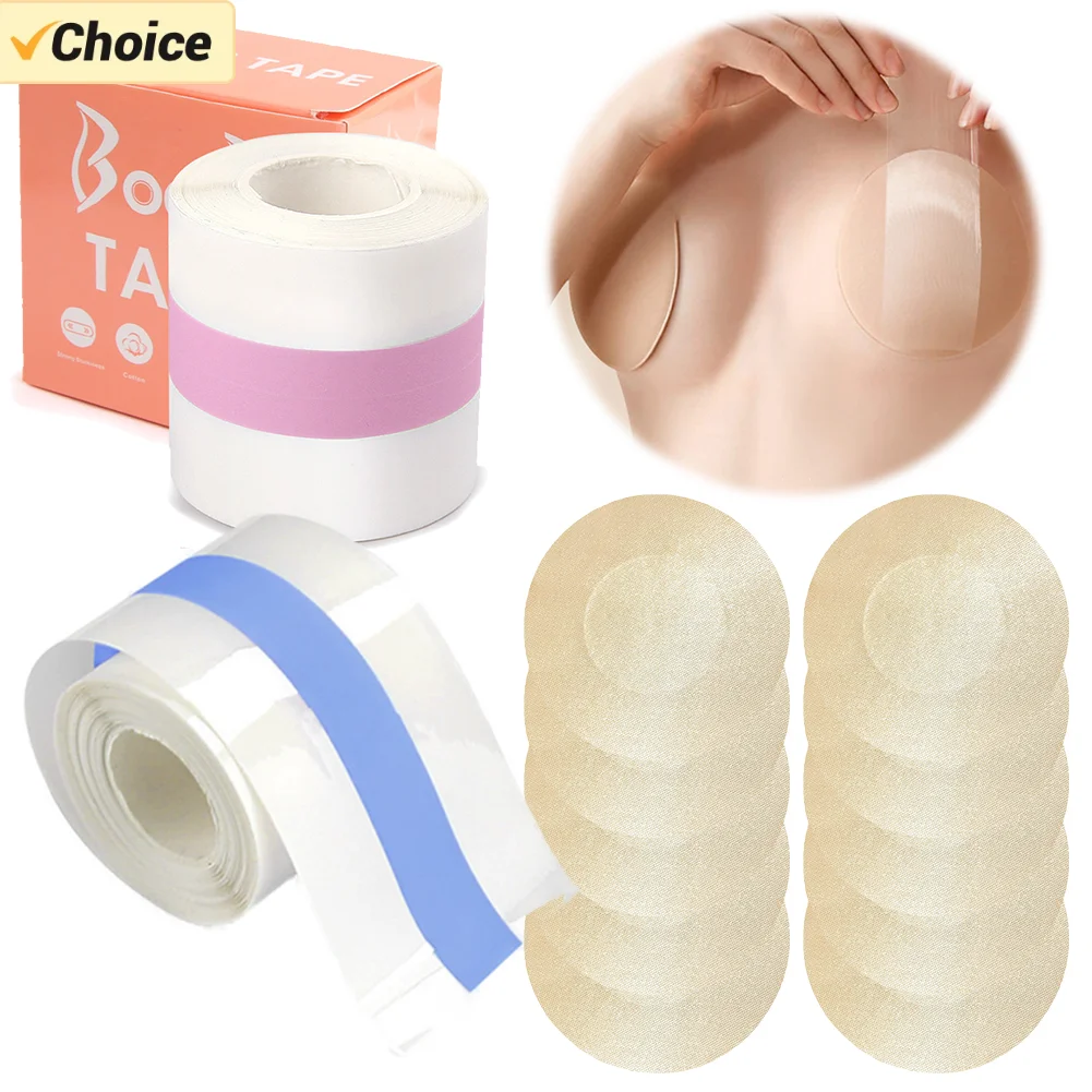 Boob Tape Adhesive Invisible Bra with 10 Nipple Covers Breast Lifting Tape Waterproof Strapless Pad Sticker for Large Breasts