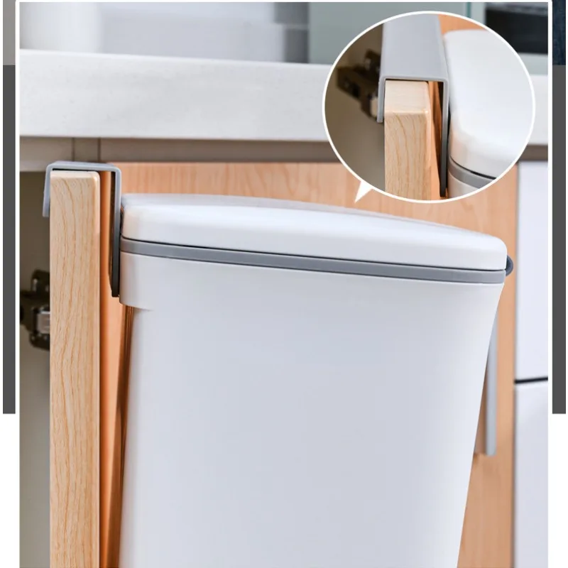 Kitchen Bathroom Toilet Waste Storage with Inner Barrel Wall Mounted Trashcan Cabinet Garbage Rubbish Bin Door Hanging Trash Can