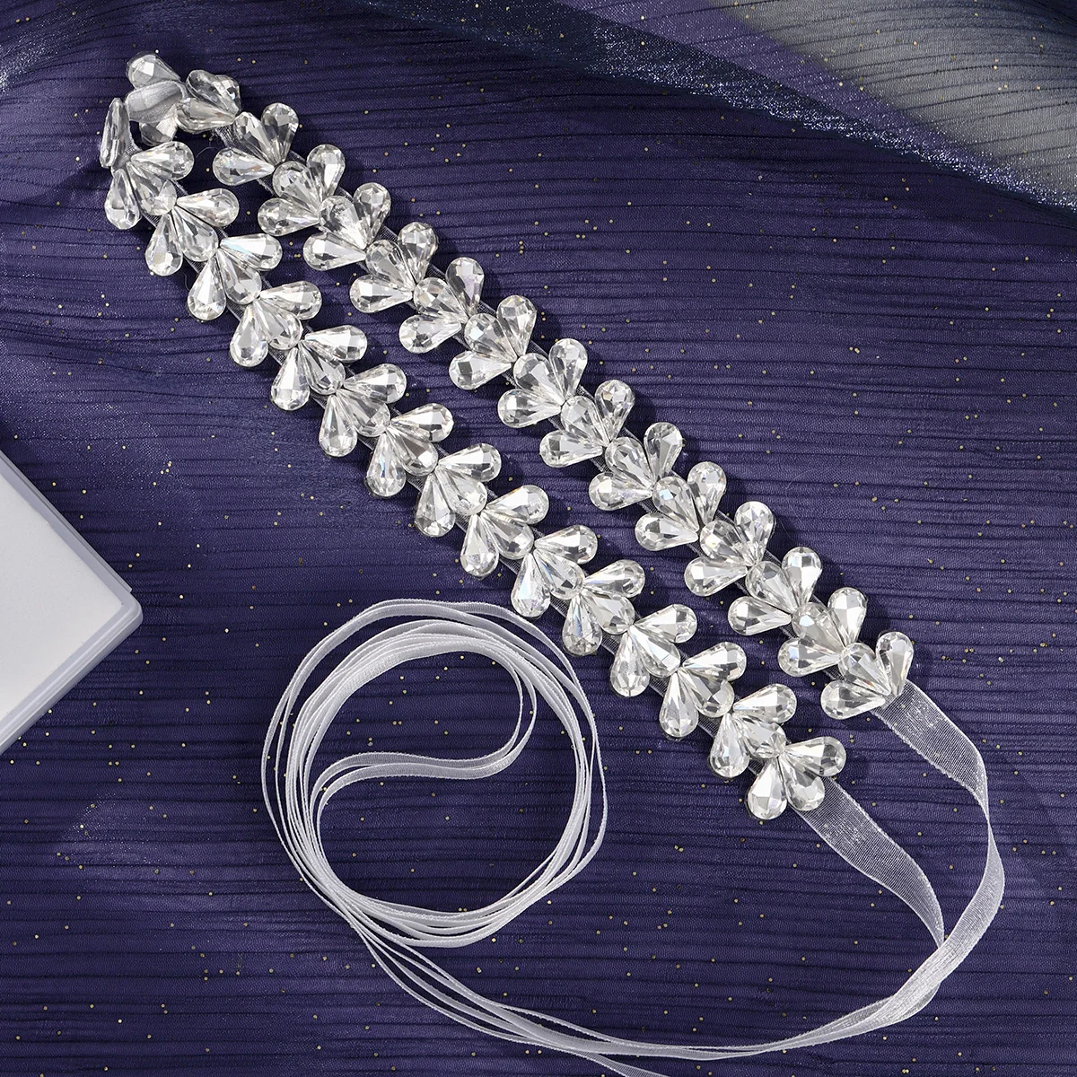 Silver Rhinestone Adhesive Waist Belt Sparkling Rhinestone Bridal Simple Wedding Belt For Women Party Dress Sash