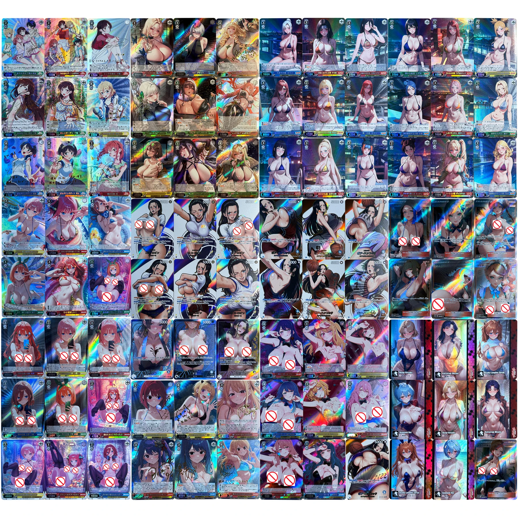 9개 세트 애니메이션 소녀 행콕 로빈 트레이너 로사 리시아 아야나미 레이 플래시 카드 자체 제작 클래식 애니메이션 컬렉션 카드 선물 장난감