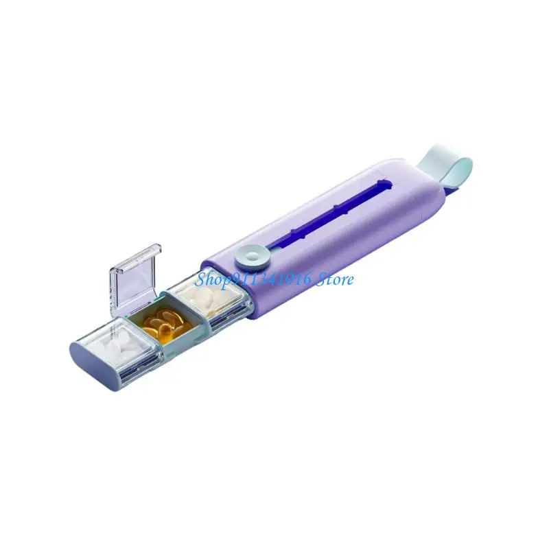  Triple Chamber Sliding Medication Box Convenient Pull Open Structure Spill Proof Tablets Case For Daily Commutes Trip