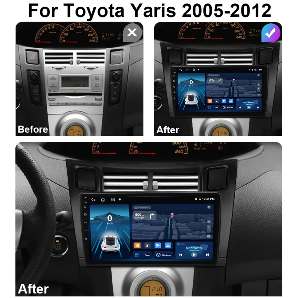 8core Android Auto Auto Radio Player für Toyota Yaris 2005-2012 Multimedia Carplay Wifi GPS BT Navigation Mart Systeme des Autos