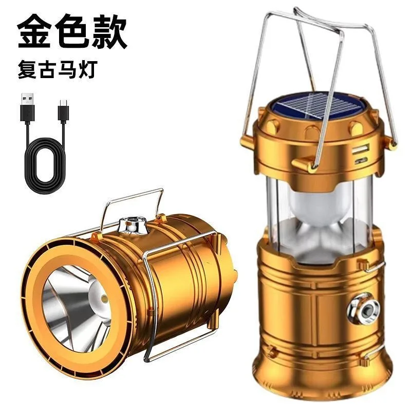 

2dsCross-border solar horse lamp rechargeable outdoor portable retro emergency camping light night market stall lighting 5800