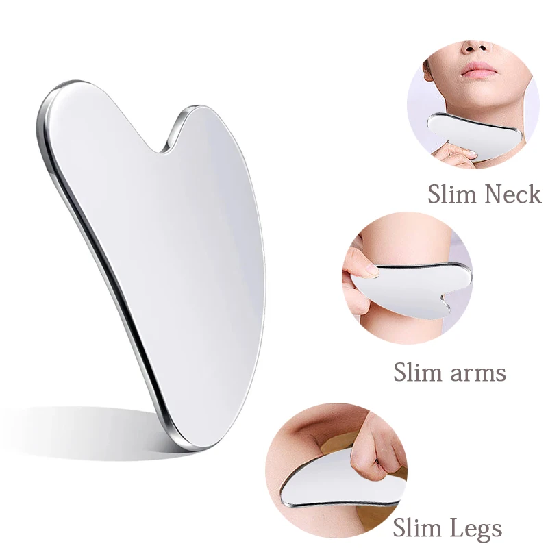 

Stainless Steel Scraper Gua Sha Tool Facial Massage Face Lift Anti-Aging Skin Tightening Cooling Metal Contour Reduce Puffiness