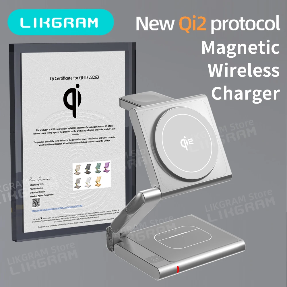

Qi2 aluminum alloy Magnetic fast Wireless Charger Foldable 2025 new for iPhone12-16 Apple Watch AirPods (not for Airpods 2) C41