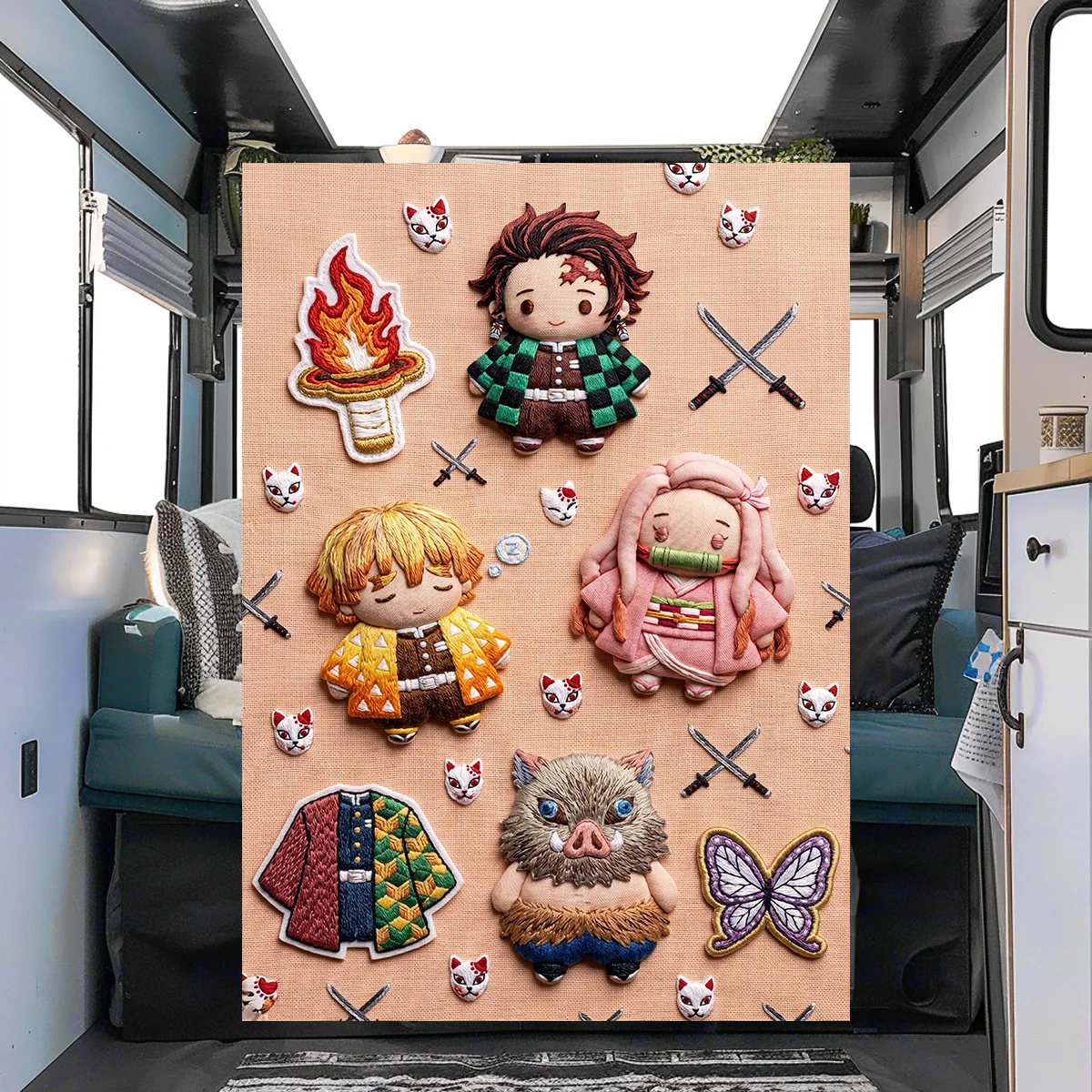 Demon Slayer  Printed Flannel Blanket Warm Comfortable Perfect for Bed Sofa Chair Picnic Travel Use YUN6514