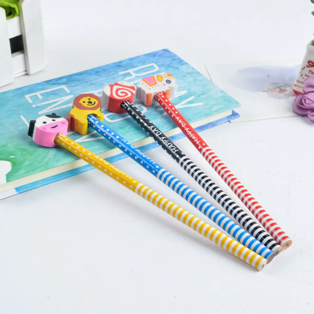 

30Pcs Cartoon Wood Pencils Portable Erasable Lightweight Comfortable Grip Writing Drawing Stationery Cartoon Pencils