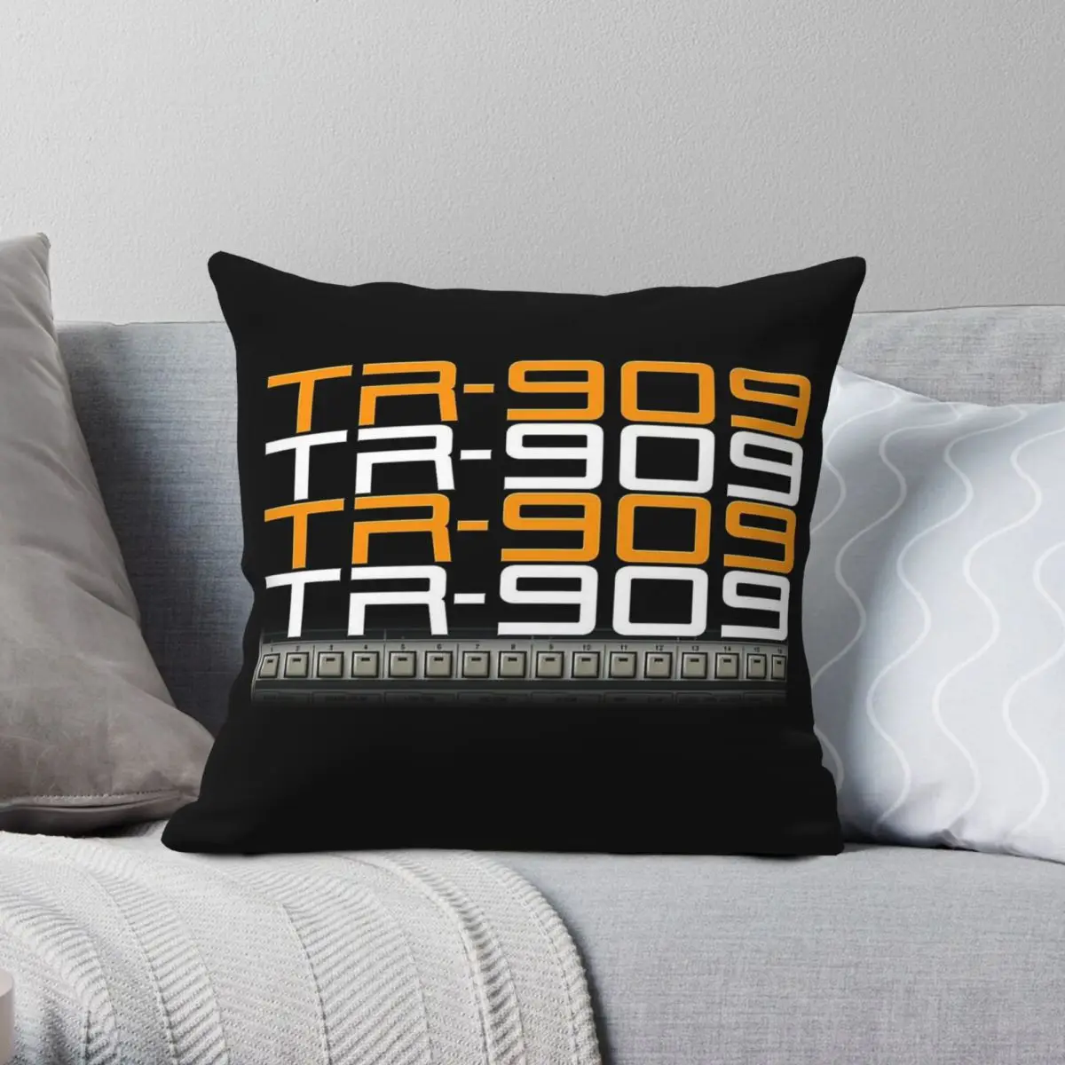 Roland Tr-909 Drum Machine Square Pillowcase Polyester Linen Velvet Pattern Zip Throw Pillow Case Sofa Seater Cushion Cover 18