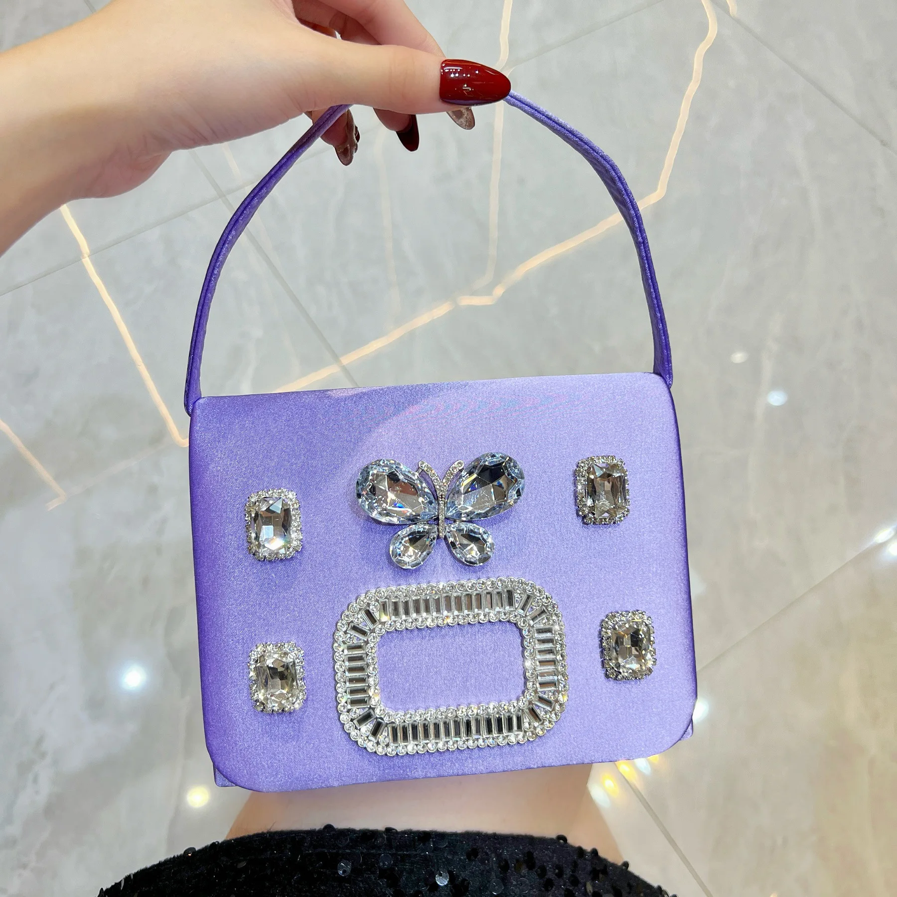 New diamond-encrusted dinner bag celebrity temperament handbag diagonal span bag dress handbag small bag female messenger