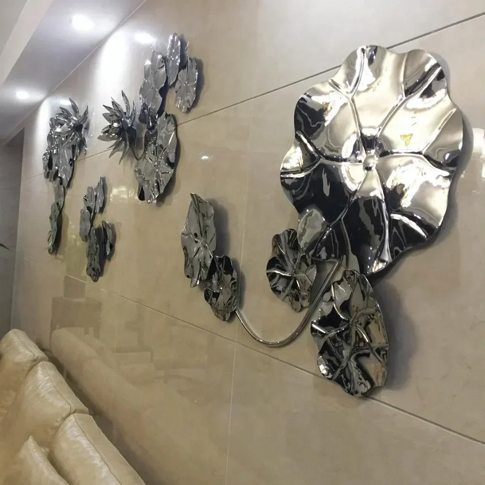 Custom Modern Arts Lotus Metal Wall Sculpture Artwork Decoration for Interior Design of Luxury Hotels and Resort Properties