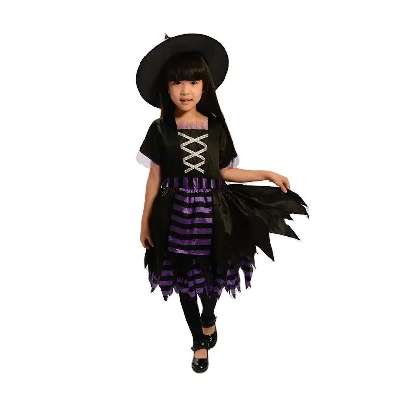 마녀 의상 어린이 공연 할로윈 역할 놀이 어린이 마녀 가면 무도회 의상 폴리에스터 섬유 100% 무대 의상