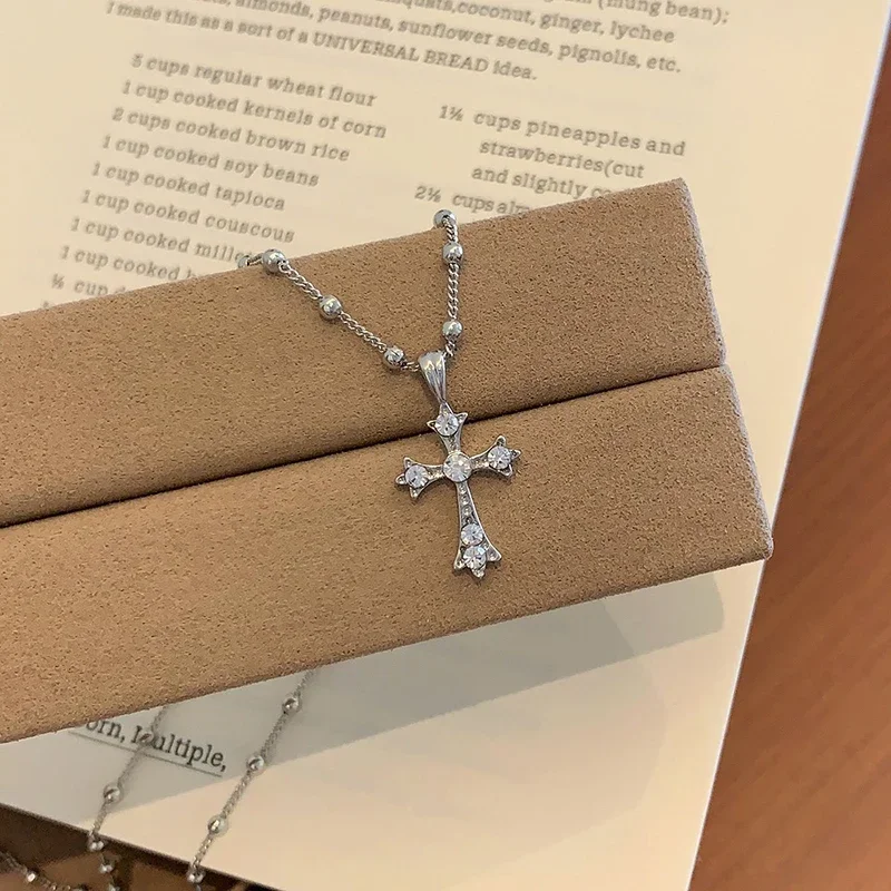 جديد فاخر الزركون الصليب قلادة قلادة طويلة للنساء سلسلة الترقوة سترة سلسلة مجوهرات اكسسوارات
