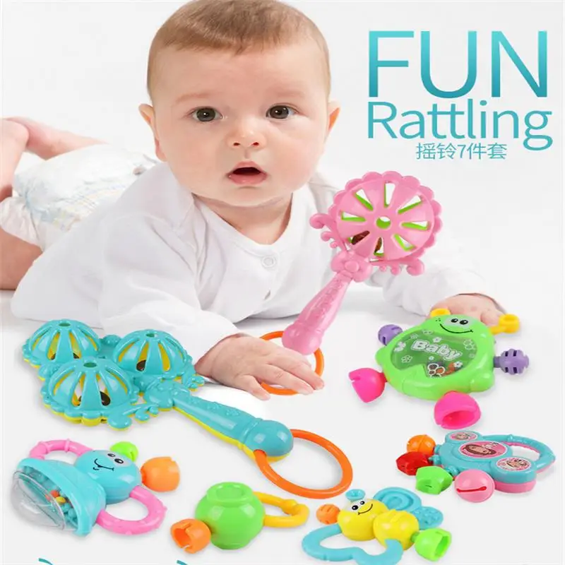 7pcs/Lot Infant Baby Toys Rattles Newborn Baby Hand Bell Developmental ABS Baby Toys 0-12 Months(random color)