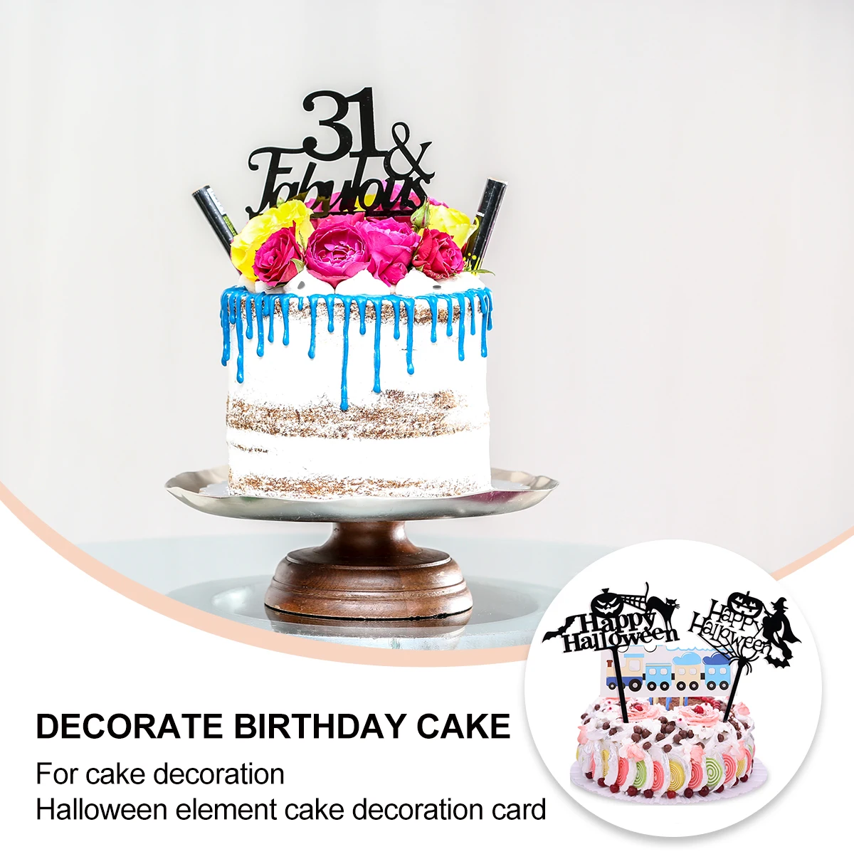 

Halloween Cake Toppers Acrylic Decor Durable Eco Friendly Cake Picks Supplies Festive Trick Treat Pumpkin Jewelry Accessories