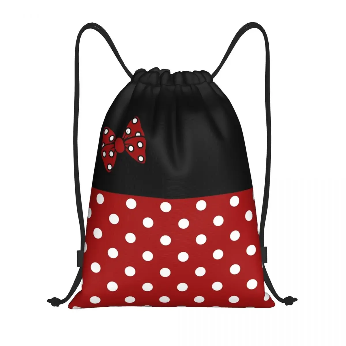 

Custom Minnie Polkadots Drawstring Bags Women Foldable Gym Sports Sackpack Anime Animated characters Training Storage Backpacks