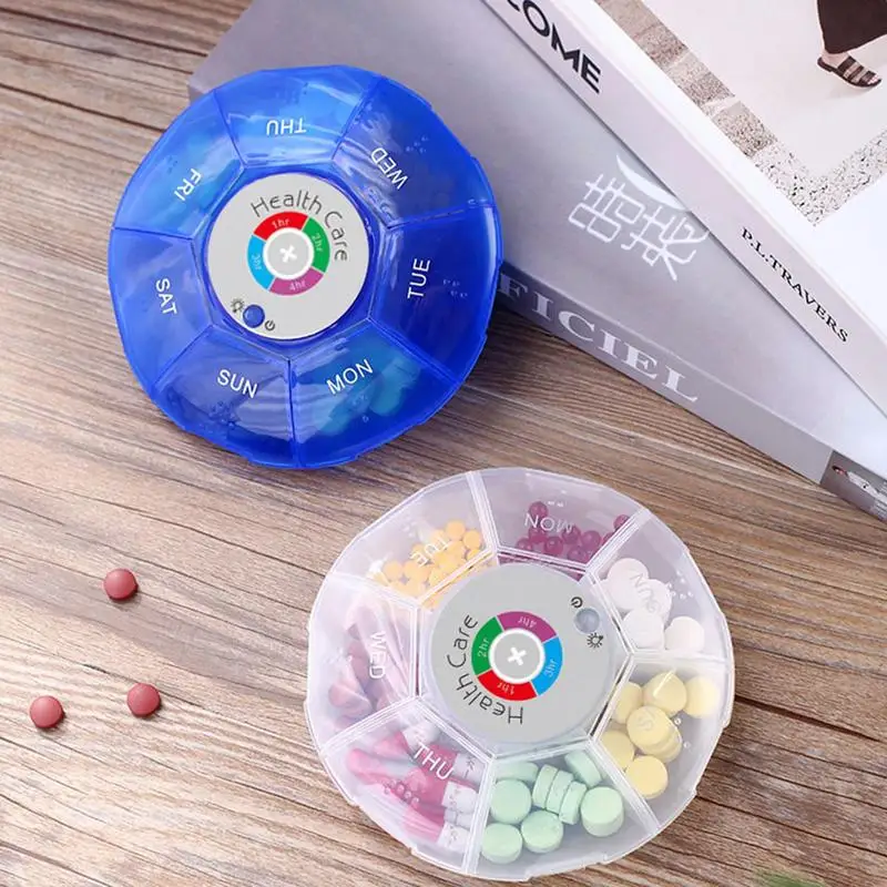 Medicine Organizer Portable Daily Pill Cases With Alarm 7 Compartments Intelligent Timed Pill Box Smart Pills Organizer Case