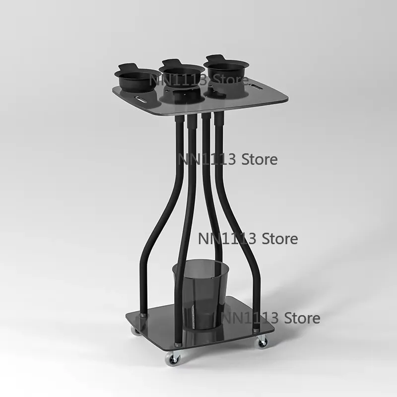 New Deign Salon Furniture Acrylic Hair Salon Tray Multi-functional With Dye Bowl  Salon Trolley for Barber Shop