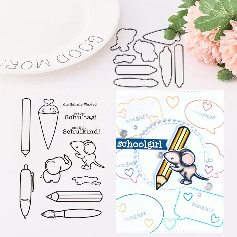 

Mouse Pen Metal Embossing Cutting Dies and Stamp for Scrapbooking Hands-on DIY Album Decoration Card