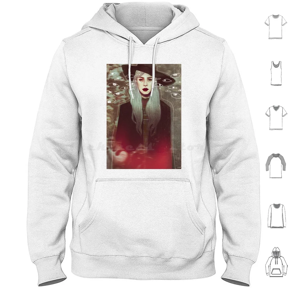 Witch Hoodie Cotton Long Sleeve Witch Magic Wicca Pagan Wiccan Coven American Girl Portrait Hat Black Dark Mysterious