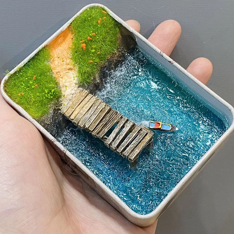 

Iron Box Pocket Model/miniature Landscape Creative Decoration/simulation Ocean Cruise Ship Model Scene/Gift