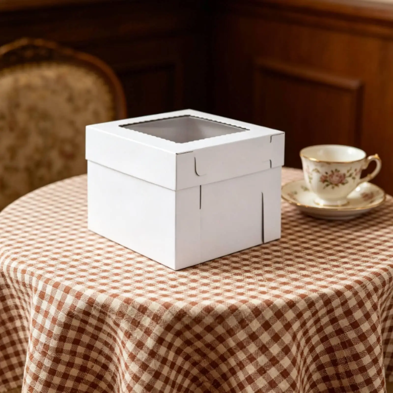 Corrugated Window Bakery Container Foldable Cake Box Pastry Packaging Solution for Bakery Display and Events