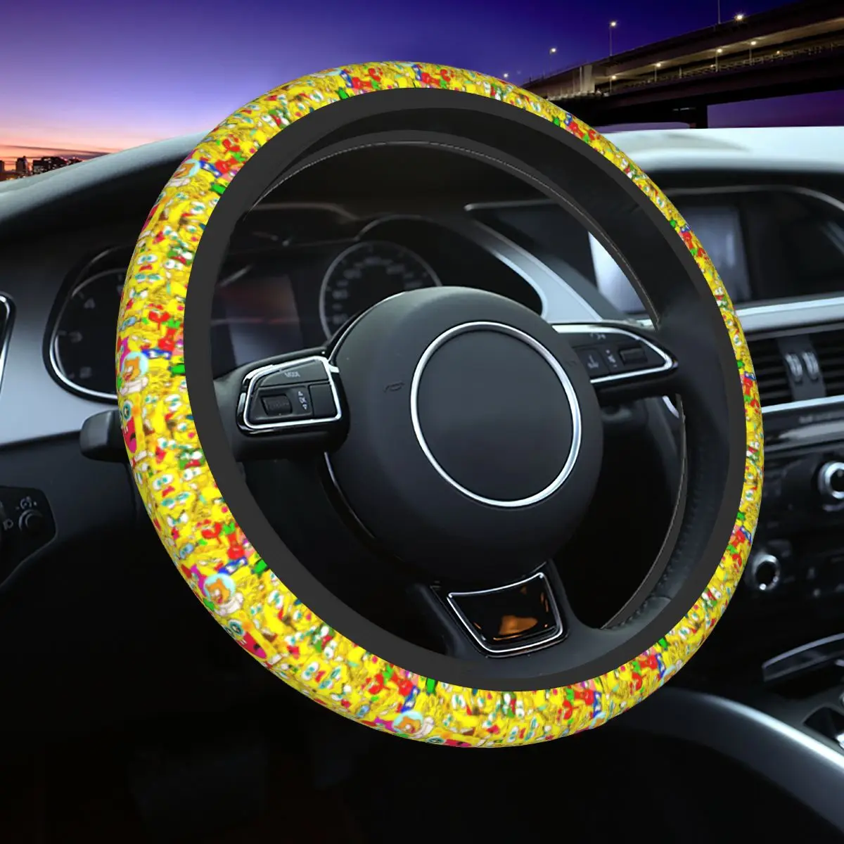 SpongeBobed Car Steering Wheel Cover 38cm Anti-slip Steering Wheel Protective Cover Fashion Auto Decoration Car Accessories