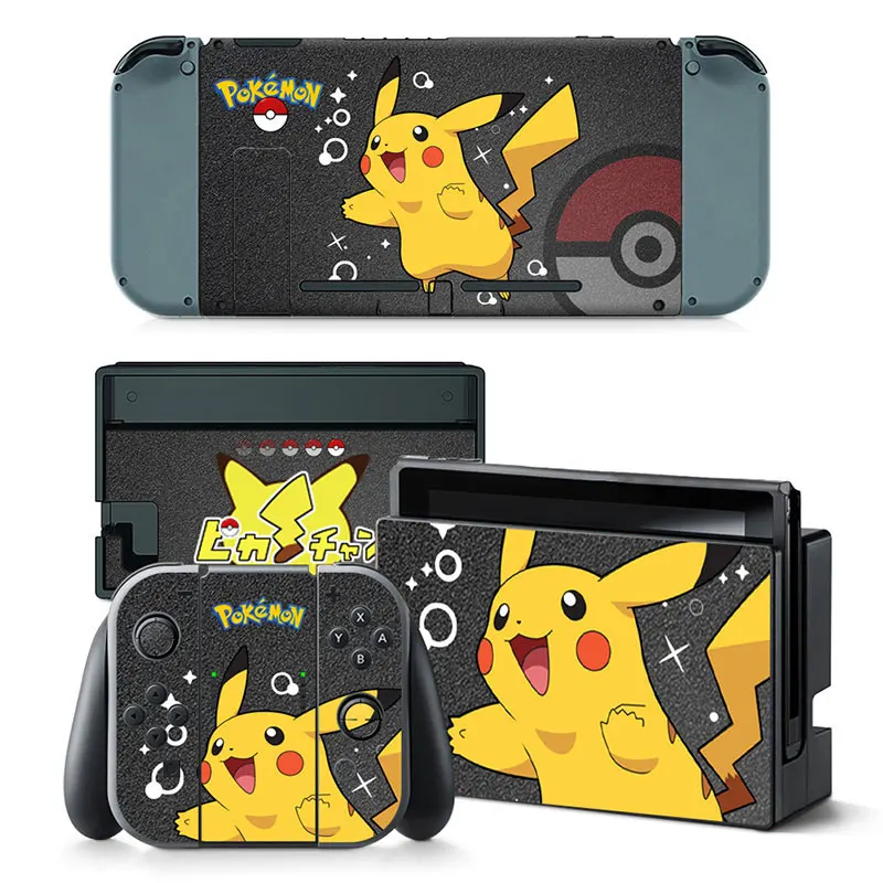 Stiker Decal Sampul Pokemon Pikachu untuk Konsol Nintendo Switch NS Pengontrol Joy-Con Film Mesin Permainan Vinil Kulit Dock