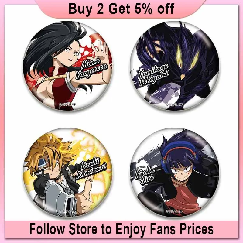 HQ Round Creative Pins Midoriya Izuku Bakugou Katsuki Anime Badge Todoroki Shoto Ochaco Uraraka Cartoon Brooches Bag Accessorie