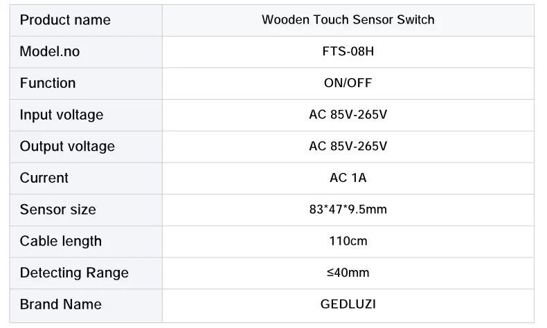 Hochspannungs-LED-Berührungsschalter AC 85V-265V Schrankbeleuchtungssteuerung bis zu 40mm Dicke mit Ein/Aus-Funktion und Helligkeitsregulierung – Detail 3