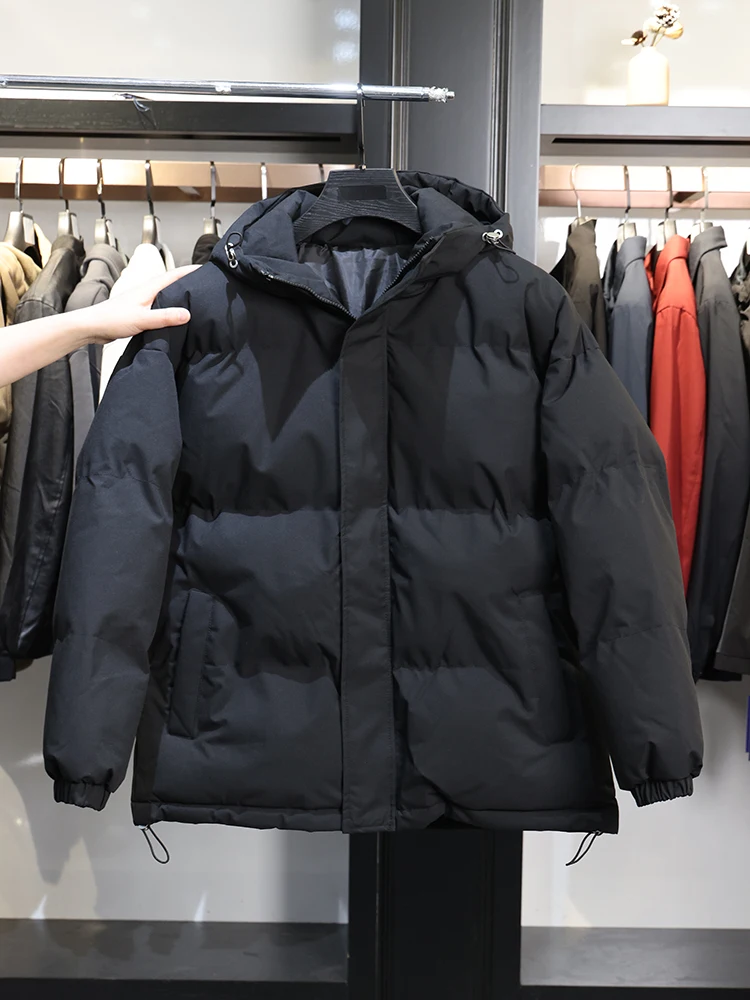 Dough Home Autumn Winter Thiened Warm Pure Color Bread Sle Hooded Cotton Jaet Men Women Faion Urban Sle Stand Fit