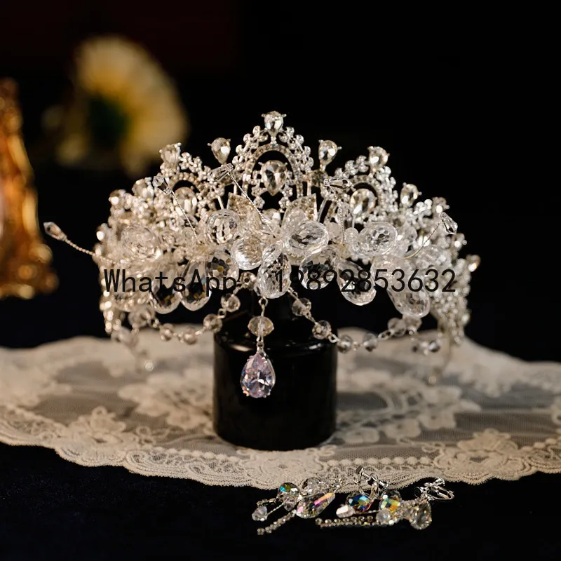 FS crown headgear spring and summer new super flash crystal bridal eyebrow pendant wedding dress white crown