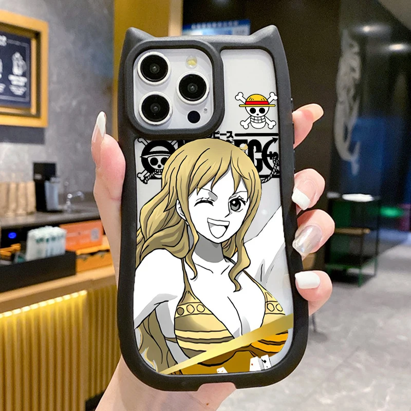 One Piece Nami Usopp Cute For Apple iPhone 15 14 13 12 11 Pro Max Plus Cat Ears Soft Phone Case