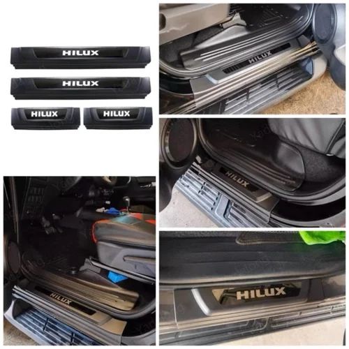 Tira de umbral de captación de coche para Toyota Hilux REVO 2015 2019 2023, Protector de placa de desgaste de alféizar de puerta, accesorios adhesivos de Pedal embellecedores
