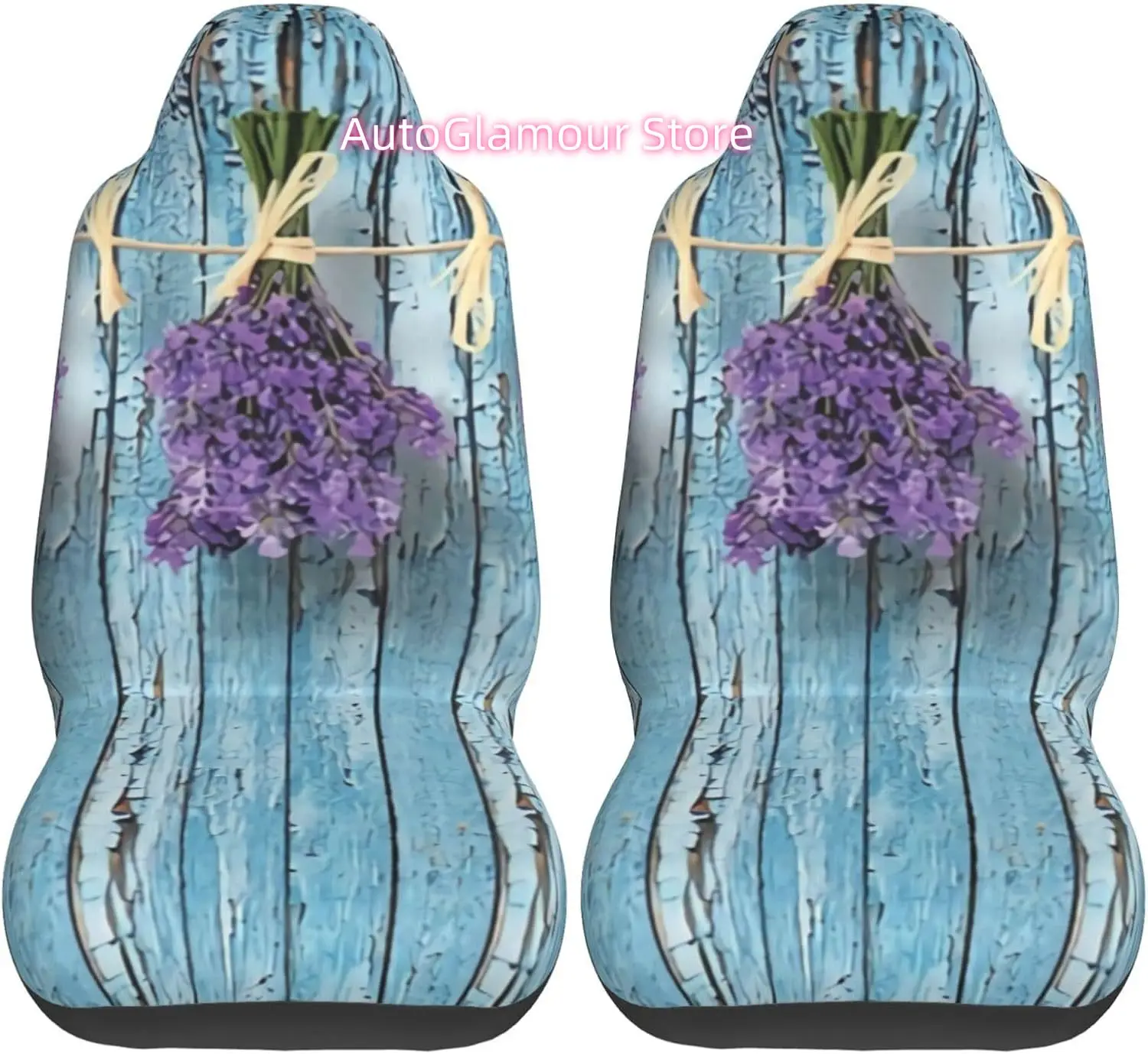 Planks Grunge Vintage Wooden Board (16) 2-Piece   Seat Cover Complete Set - Elastic Seat Protection Cover for Cars,