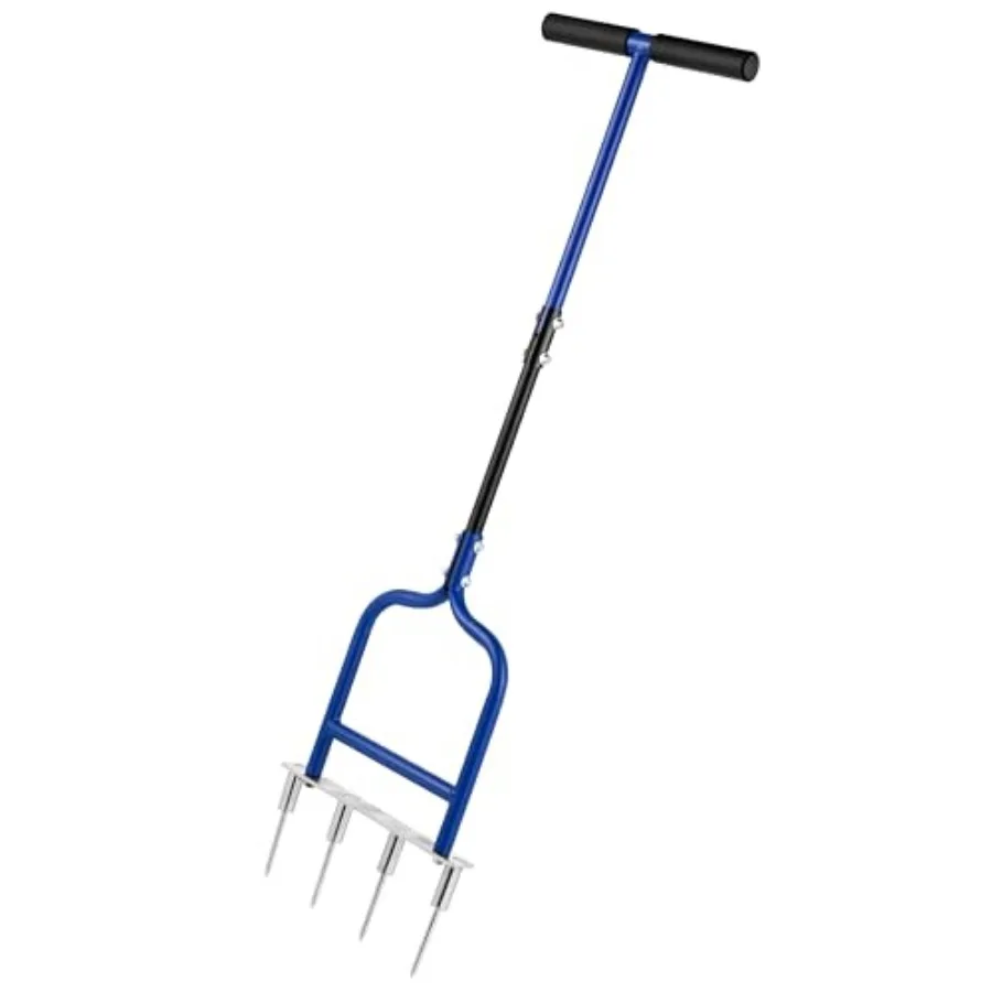 

Spike Tine Fork Lawn Aerator - Four 5.2'' Stainless Steel Spikes Manual Gardening Hand Tool - Grass Dethatcher Aerator Lawn Too