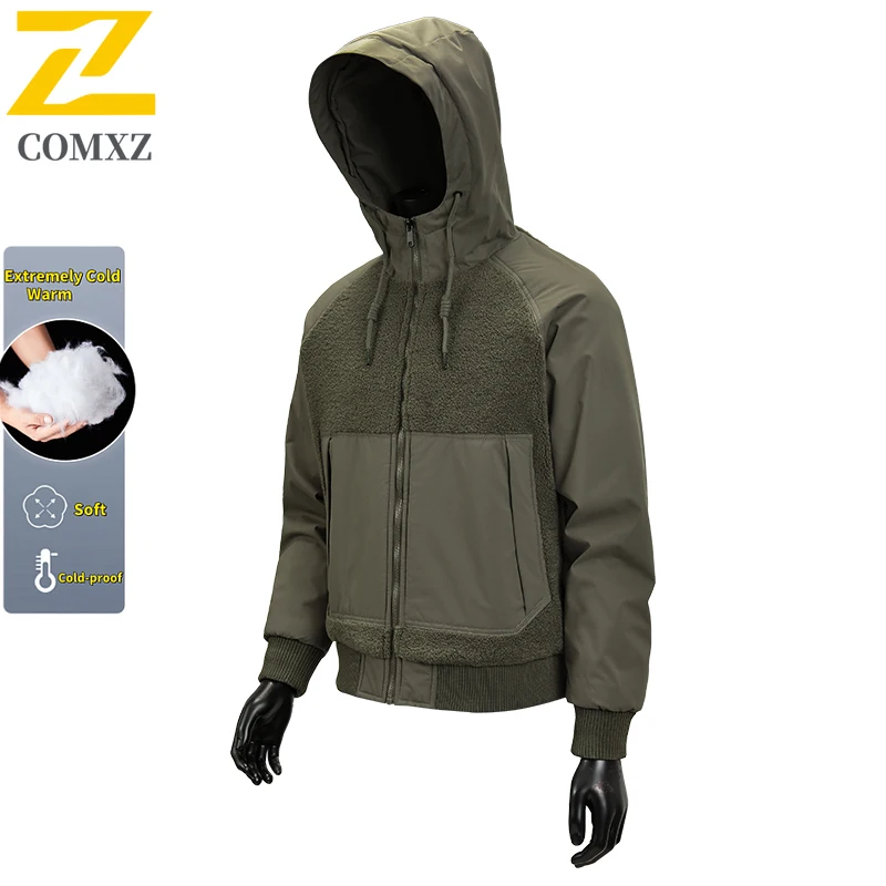

2025 Winter Polar Fleece Jacket Men's Korean Fashion Thick Extremely Cold Hooded Parka Men Outdoor Snow Warm Puffer Padding Coat