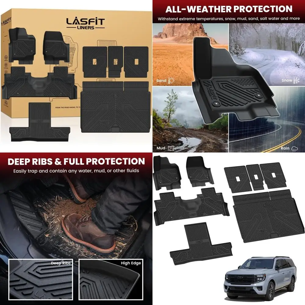 

Floor Mat & Cargo with Backrest Mat for Ford Expedition Max & Lincoln Navigator L 7 Seats 2025 2026(Not fit 8 Seats),Fit All Wea