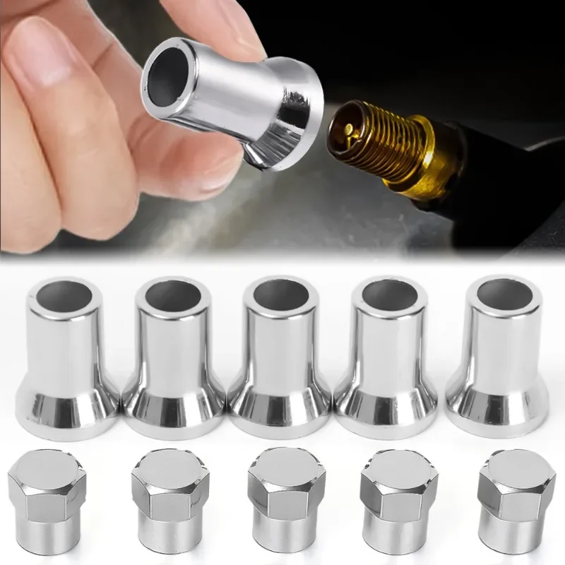 Chrome Plated Snap-on Car Truck Tire Tire Valve Hexagonal Cap with Sleeve Cover Car Tire Wheel Universal Accessories