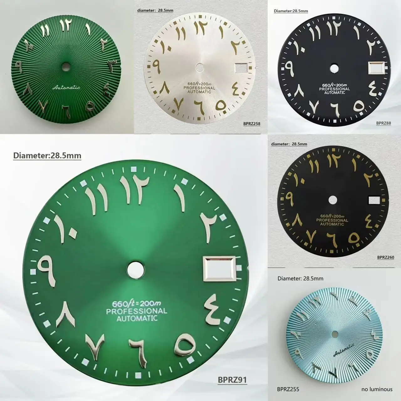 

Арабские цифры 28,5 мм с логотипом без светящегося небесно-голубого, черного, серебристого, зеленого циферблата с автоматическим механизмом NH35 NH36, 29 мм, циферблат S