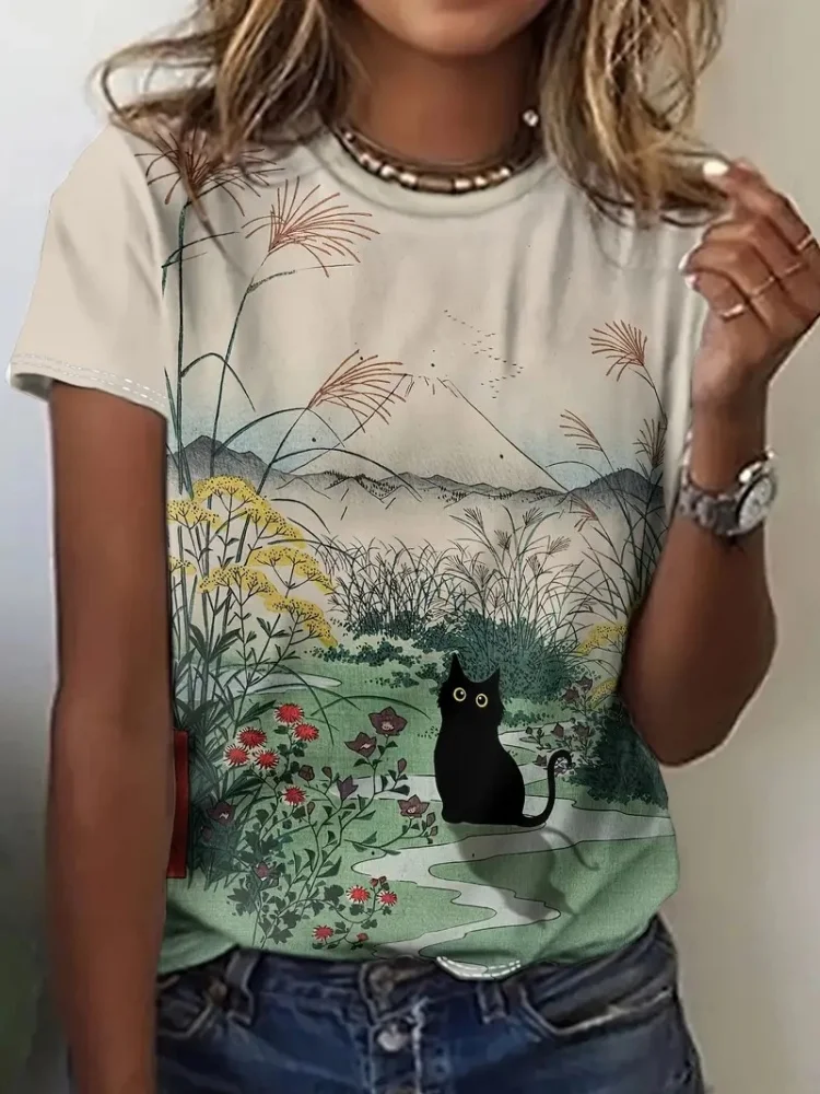 

3D Print Tees Casual Street Tops Woman Clothing Summer 2025 Short Sleeve Tee Women's T Shirt y2k Clothes Oversized t-shirt