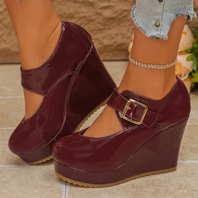 

Luxury Chunky Platform Wedge Pumps For Women Gothic Punk Lolita Mary Janes High Heels Loafers Women Shoes Party Casual Ladies