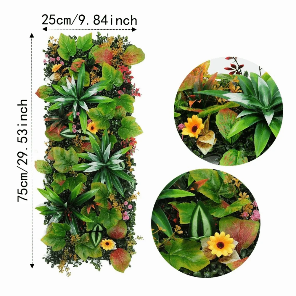 DIY Artificial Plant Wall Panel 75x25cm UV Protection Artificial Eucalyptus Carpet Lifelike Flower Simulation Maple Plant Sheet