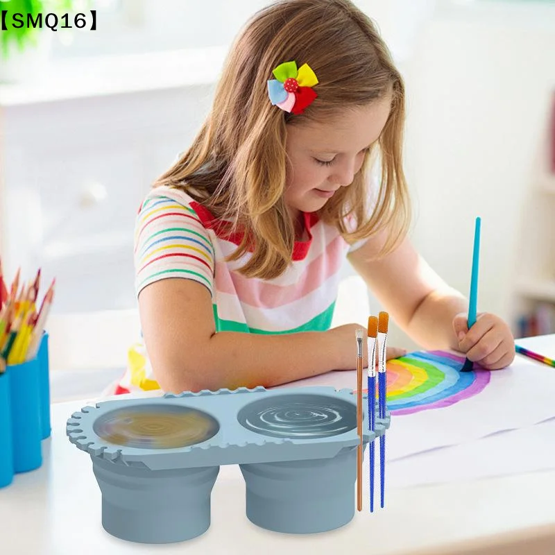 Portable Pen Washing Bucket Foldable Art Silicone Water Bucket Powder Pigment Bucket Color Mixing Painting Brush Washer【SMQ】
