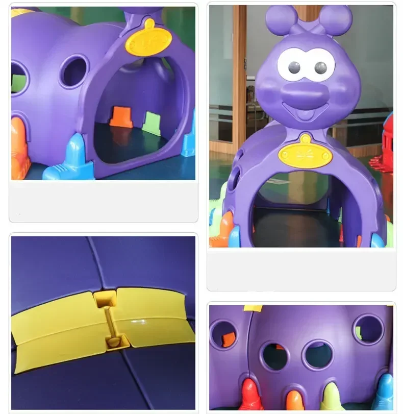 Kindergarten caterpillar crawling tunnel tent toy kids Drill holes Game house Indoor outdoor cartoon animals tent kids gift