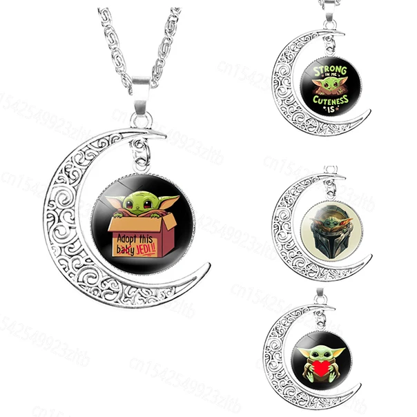 

Movies Wars&Star Necklace Action Figure Baby Yoda Jewel Moon Pendant Necklace Christmas Jewelry Accessories Gift for Men