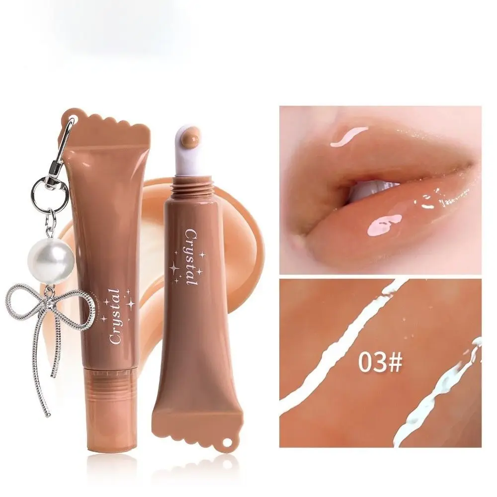 New Hydrating Mirror Lip Gloss Moisturizing with Bow Keychain Hydrating Gloss Lip Shiny Lip Makeup Beauty Cosmetics