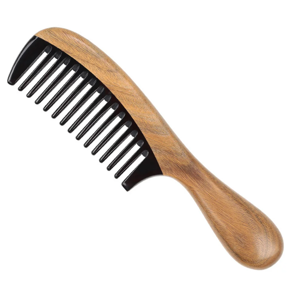 Twist It up Comb Horn Hair Combs Round Handle Beard Natural Wood Teethed Anti-Static Toothed