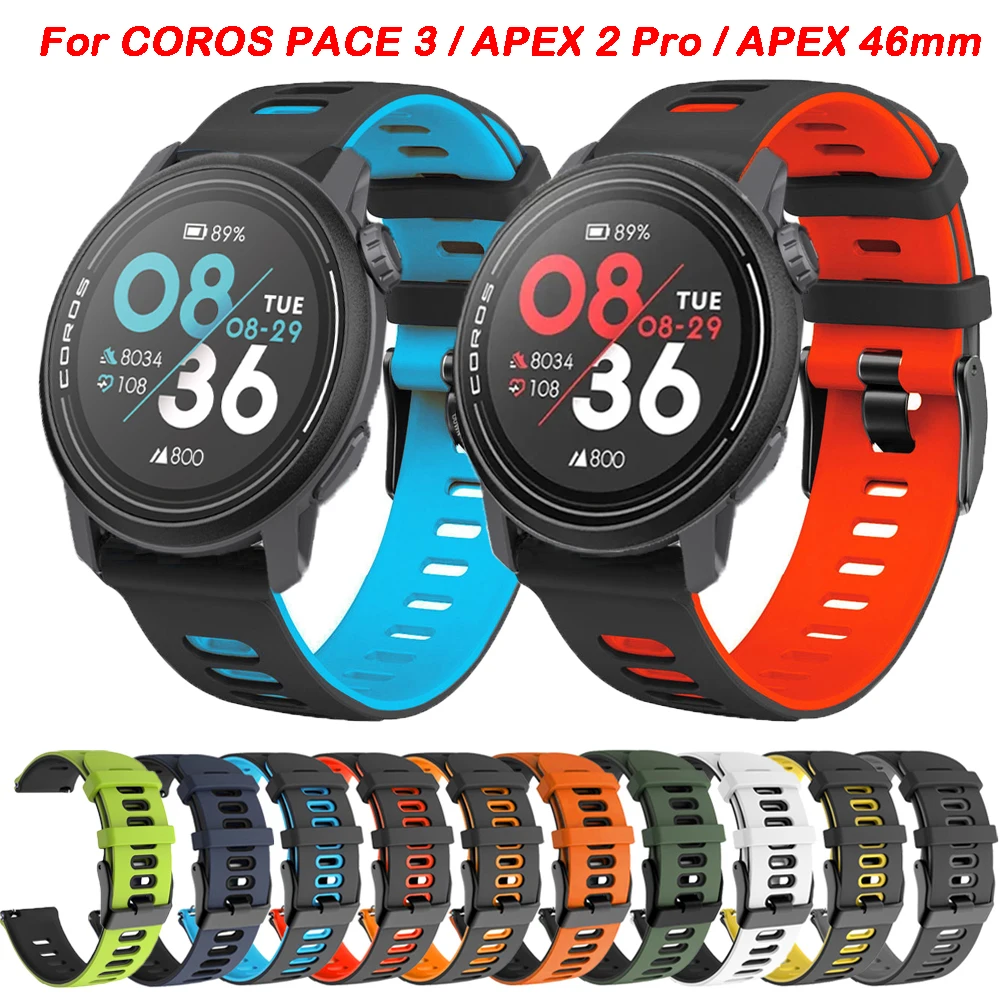 22mm Armband für Coros Pace3 Pace 3/Apex 46mm/Apex 2 Pro Silikon Smart Watch Band Outdoor Sport wasserdichtes Armband